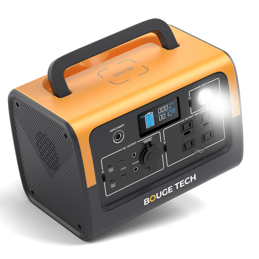 BougeTech 716Wh Portable Power Station, Solar Generator, Backup LiFePO4 Battery Power Supply Pack with 200W Input, 110V/700W Pure Sine Wave AC Outlet for Outdoor, Camping, Emergency, Blackout, CPAP (Can be Charged by Solar Panels)